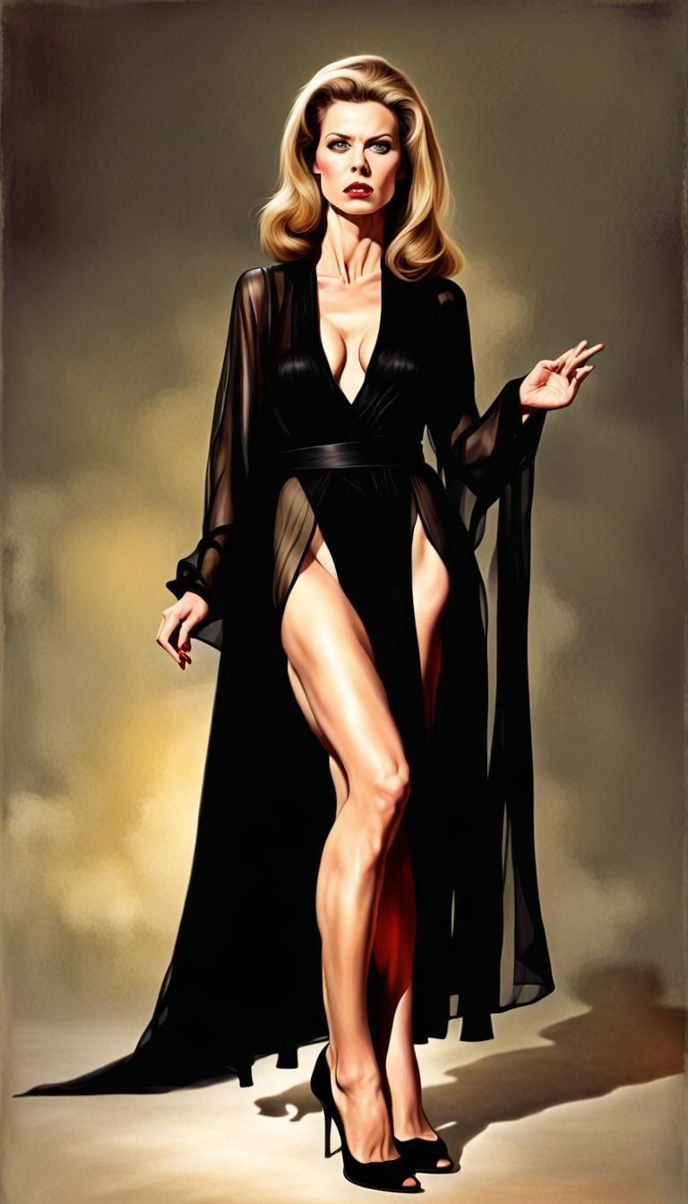 Angry Woman in Sheer Robe, Photorealistic Full Length