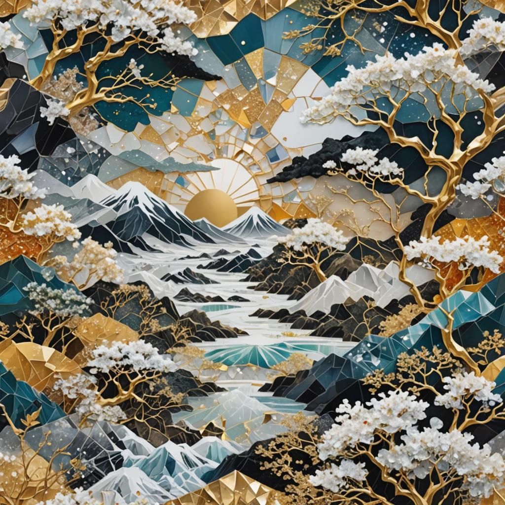 Japanese Landscape: Winter Versus Summer Collage