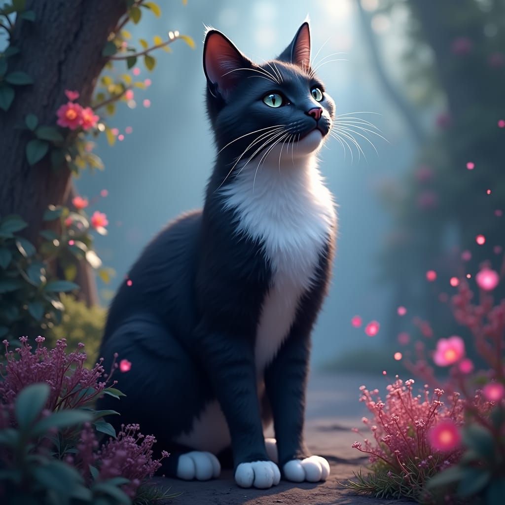 Mystical Feline in Dreamlike Matte Painting