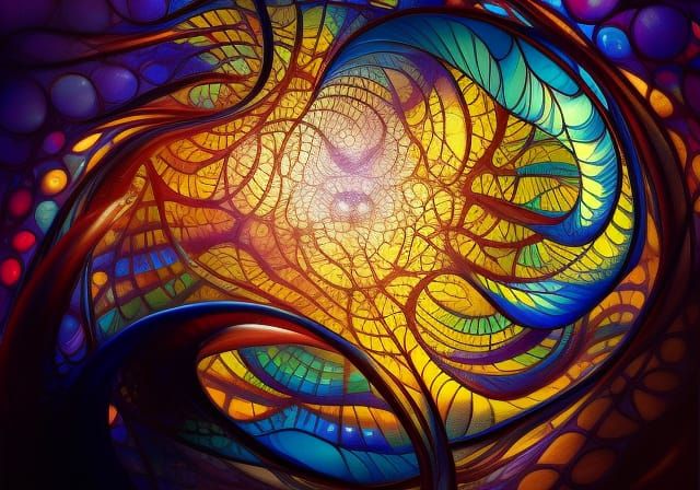 Stained Glass Butterfly Fractal Landscape in Digital Art