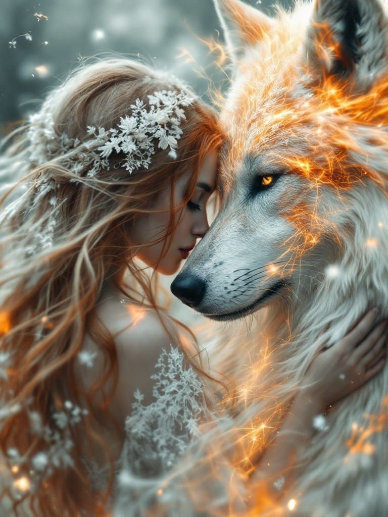 Mystical Portrait of a Ginger-Haired Woman and a Majestic Wo...