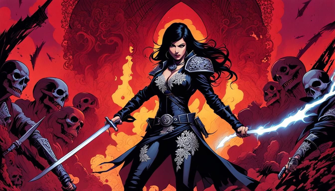 Gothic South Asian Heroine Faces Skeleton Army