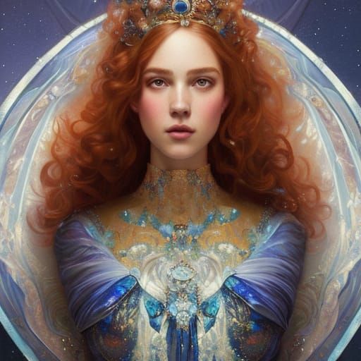 Princess in Iridescent Dress: Renaissance-Inspired Digital A...