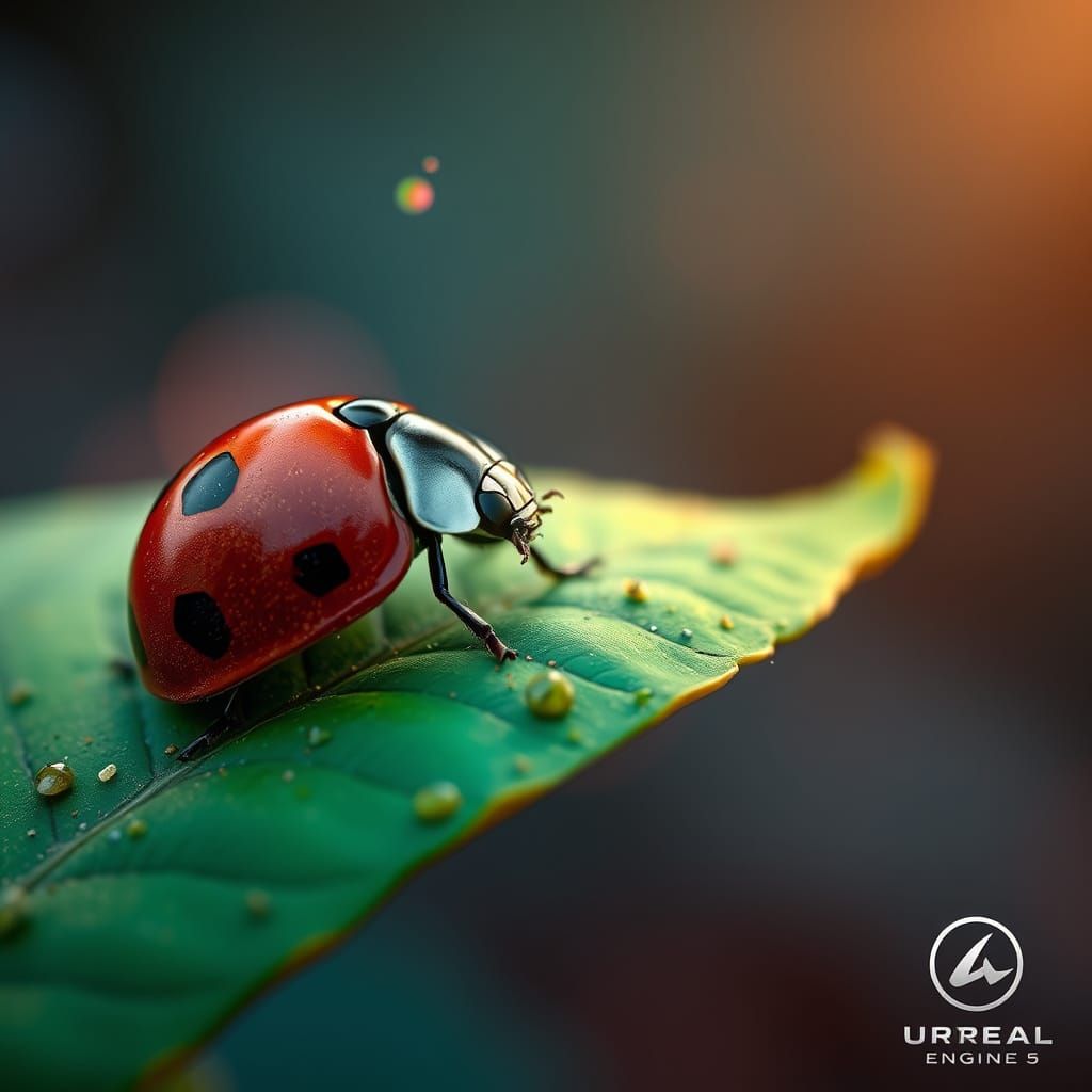 Ladybug on a Vibrant Leaf in Fantasy Style