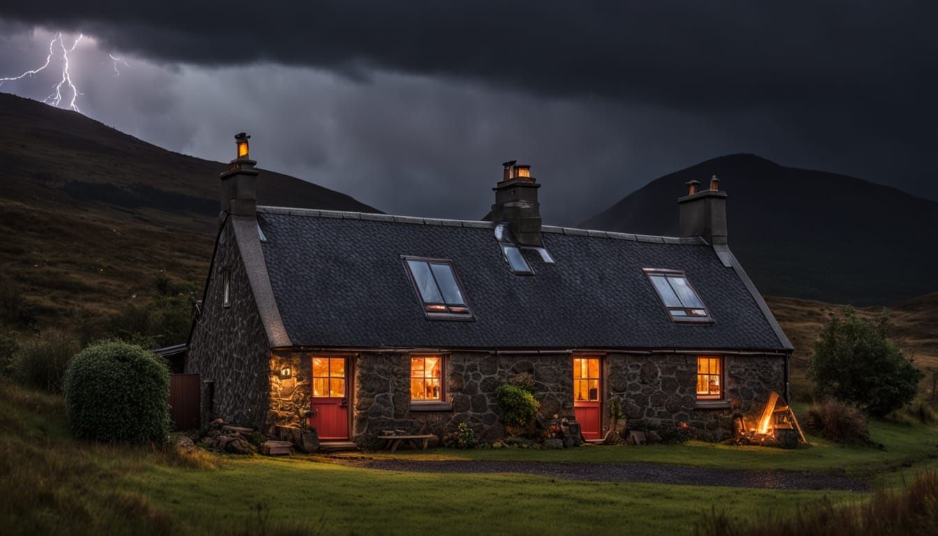 Cozy Scottish Cottage in Comic Book Style