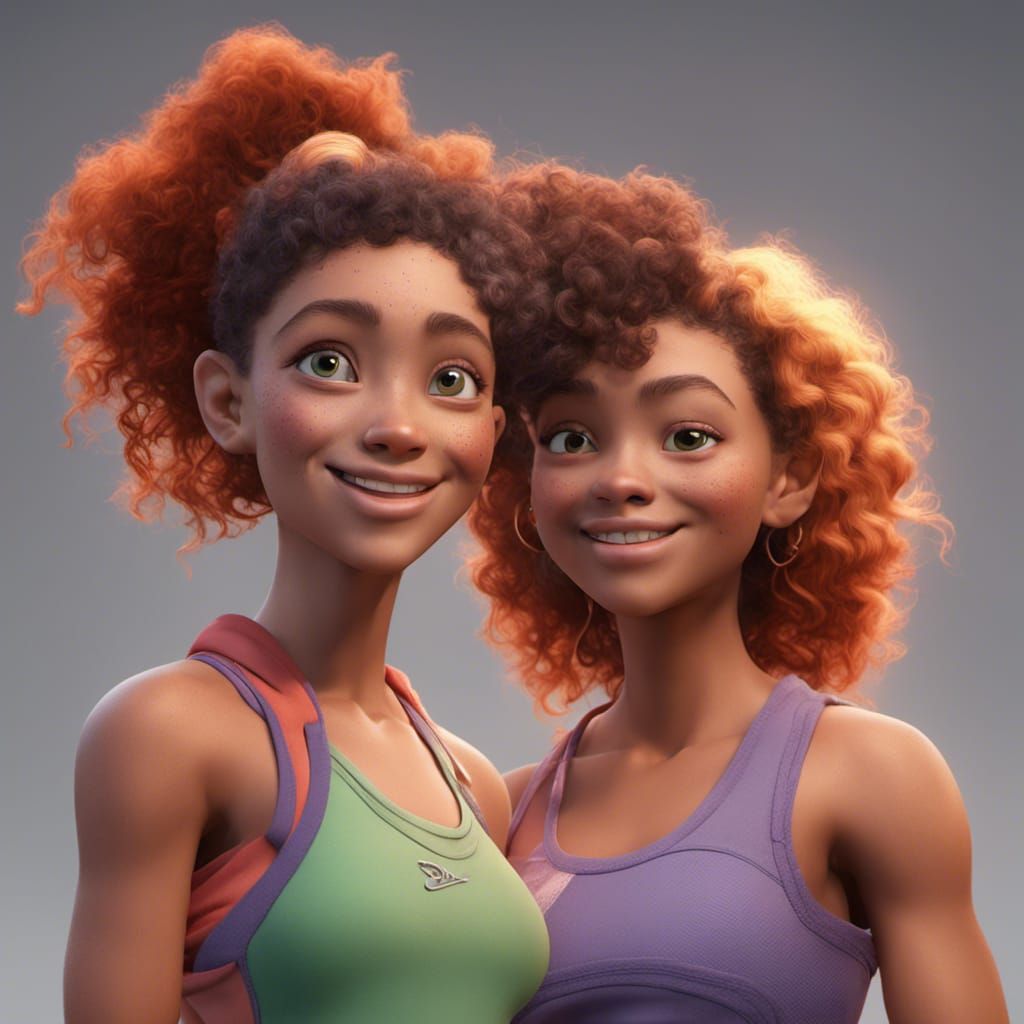 Sisters: 3D Digital Art Inspired by Pixar