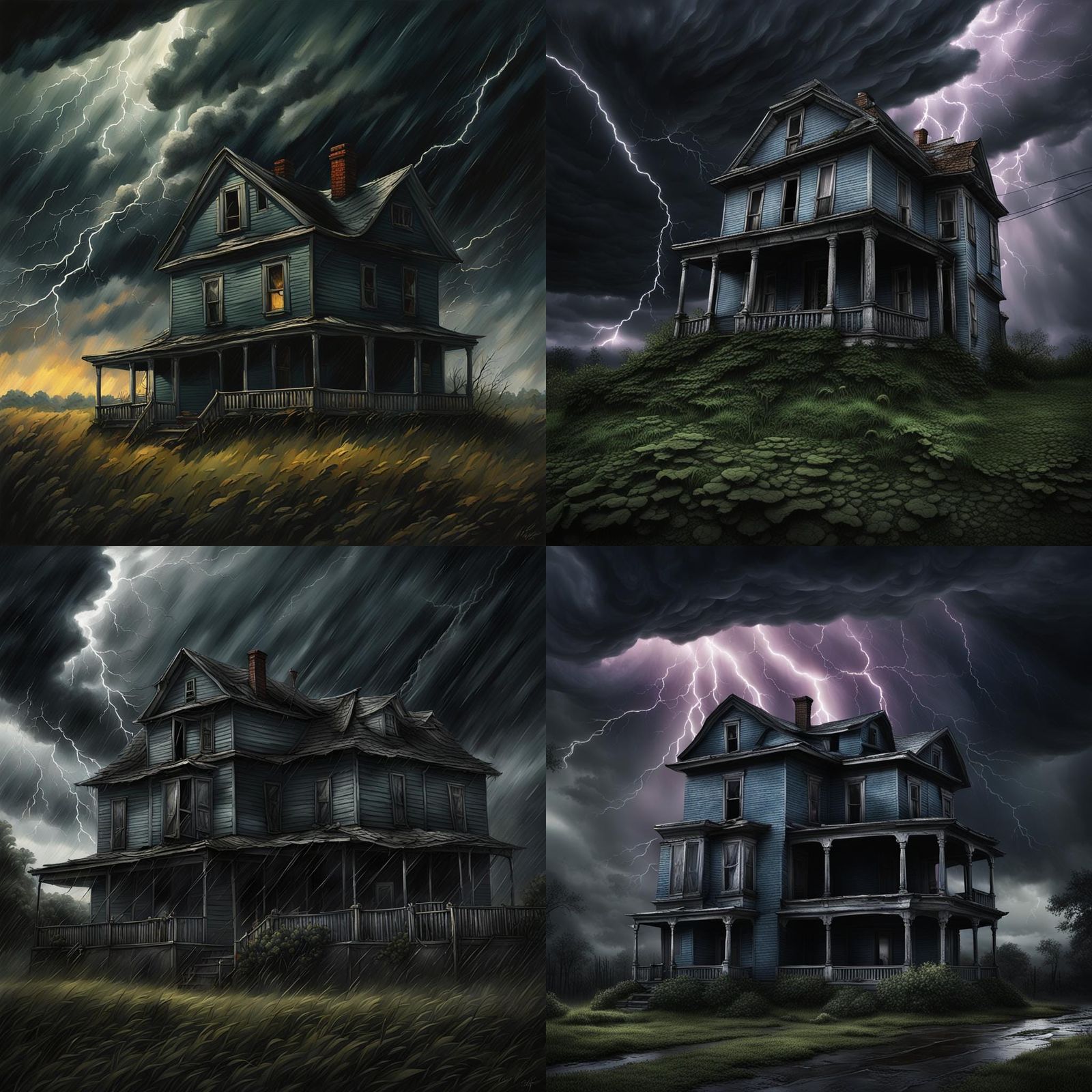 Stormy Childhood Home Gripped by Alien Invasion: Matte Paint...