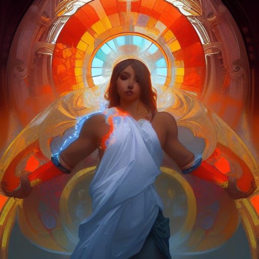 Heavenly God in Art Nouveau Style