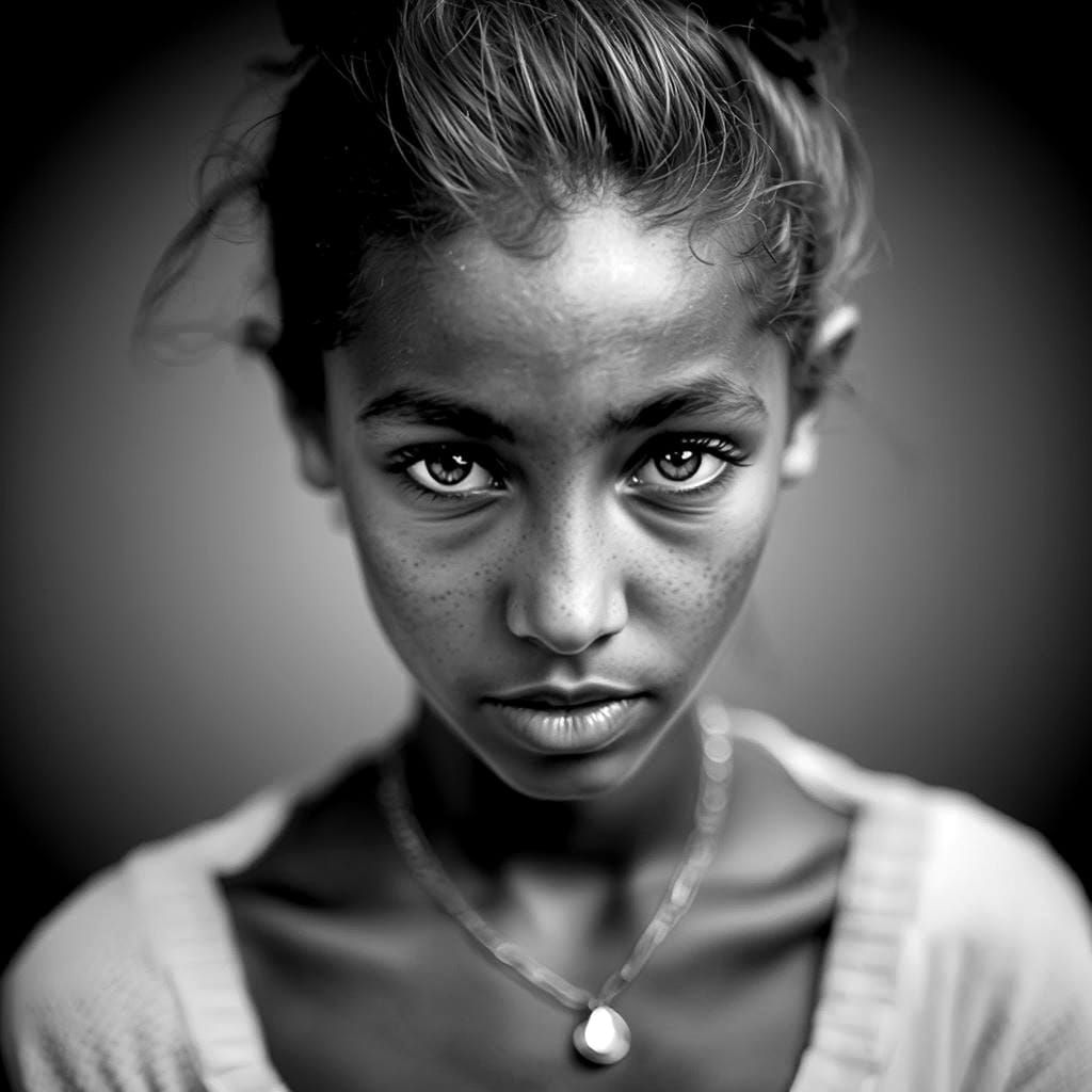 Intimate Close-up Portrait in Monochrome