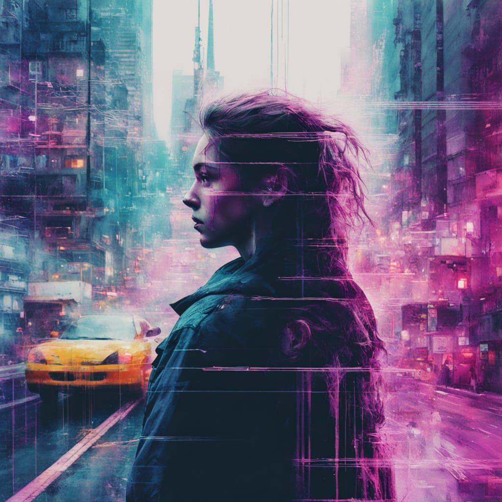 portrait glitch art