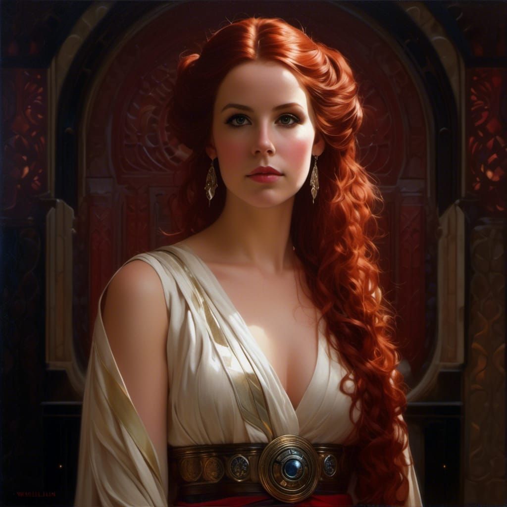 Rococo Female Jedi Portrait with Red Hair
