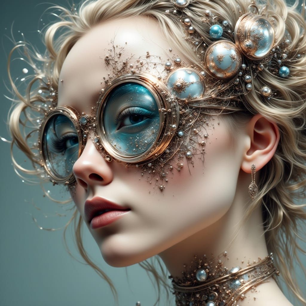 Futuristic Copper Woman with Steel Lipstick