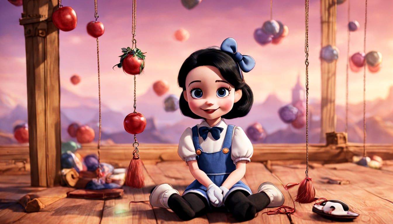 Marionette Girl in Disney Cartoon Style