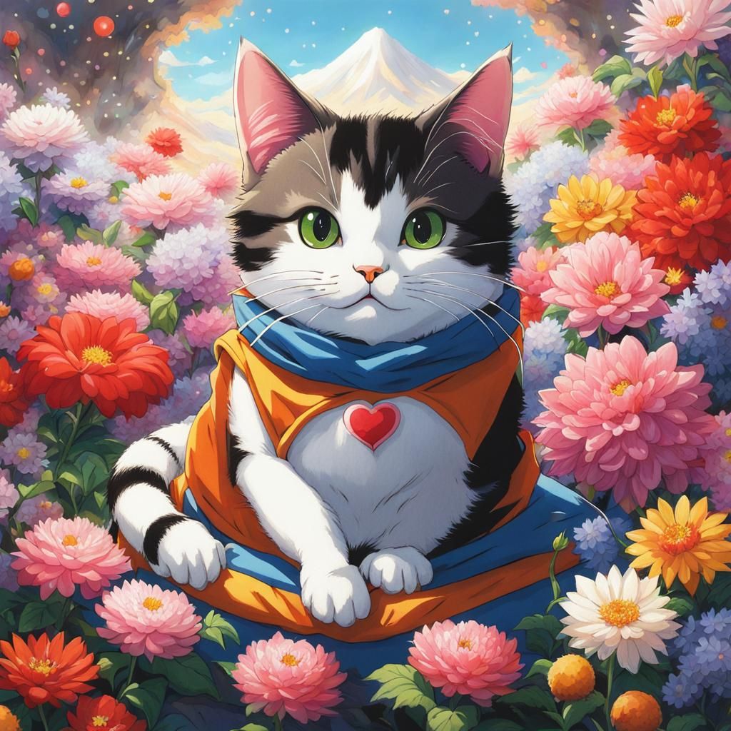 Cute Cat in Dragon Ball Style