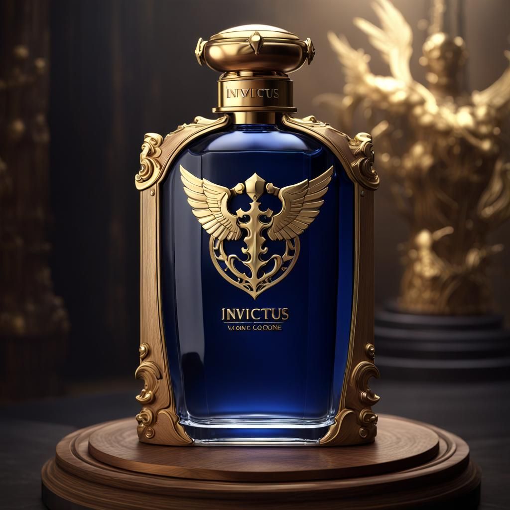 Elegant Gold Cologne Bottle: Dark Fantasy Art