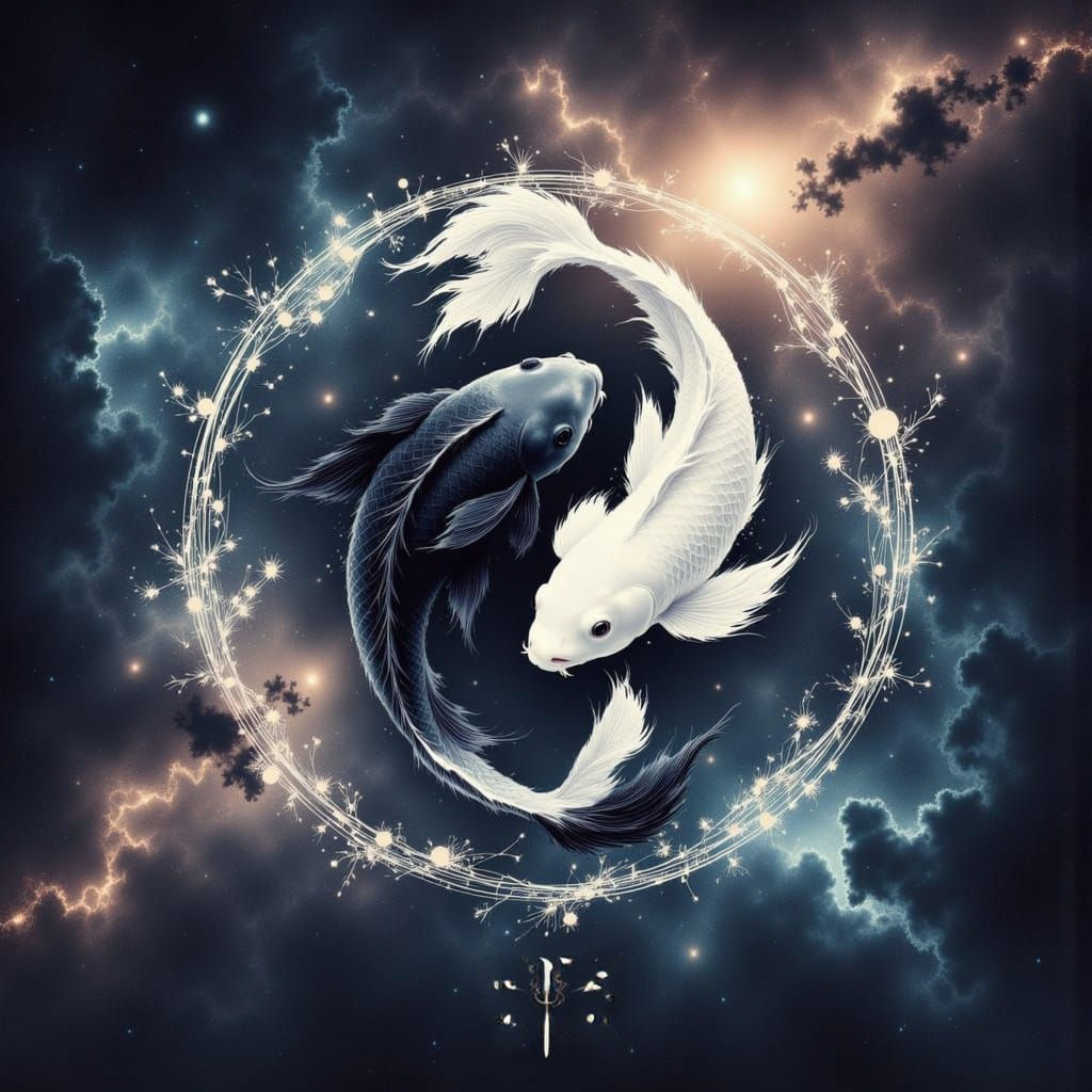 Japanese-Inspired Zodiac Fish Swimming in Harmony