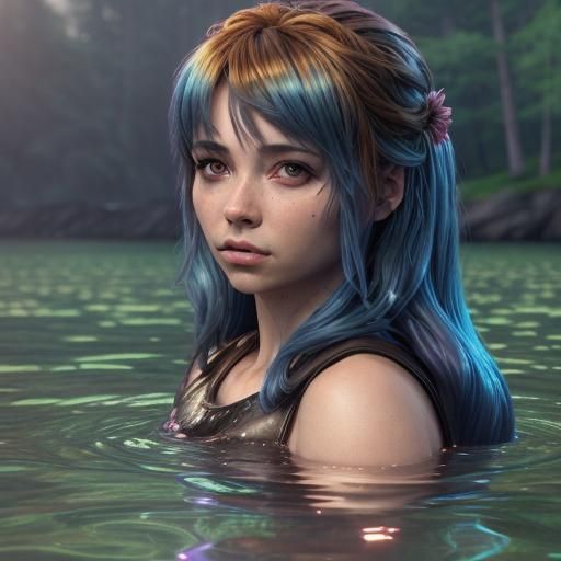 Majestic Whale in Bioluminescent Lake Digital Art