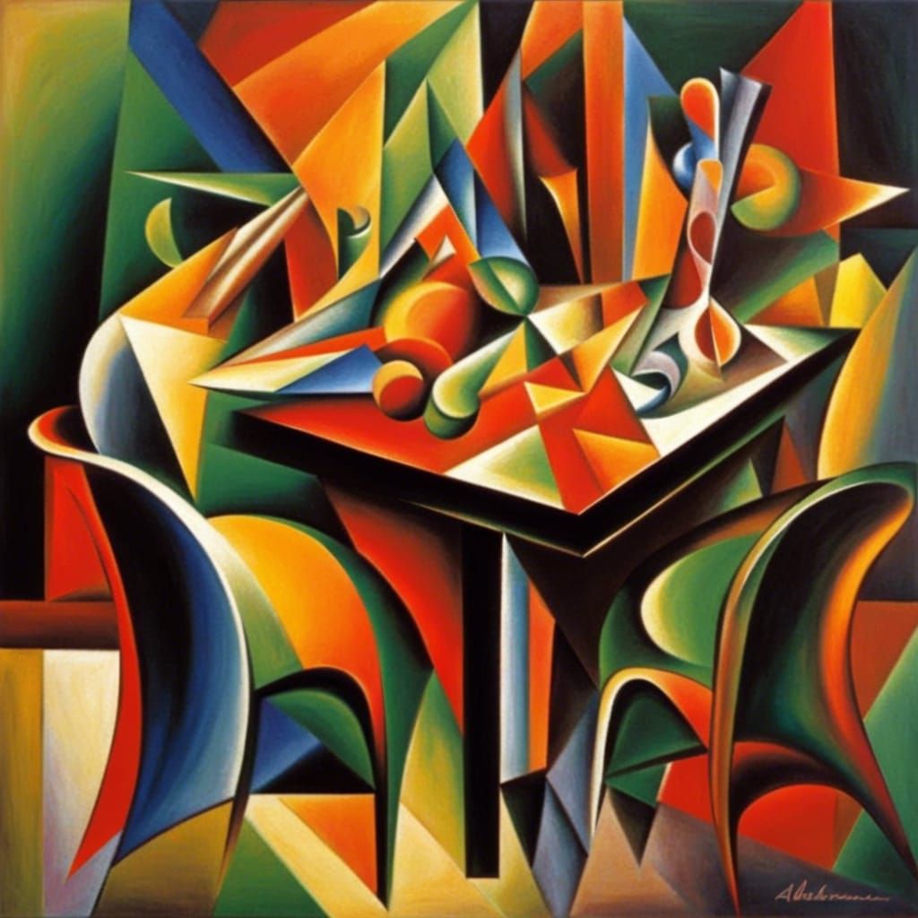 Abstract Cubist Table in Euclidean Style