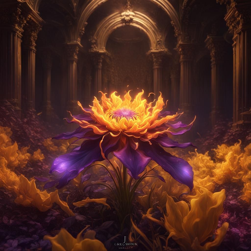 Fiery Flower: Dark Fantasy Concept Art