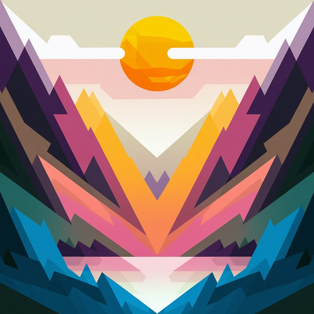 Abstract Geometric Wilderness in Sanguine Pointillism