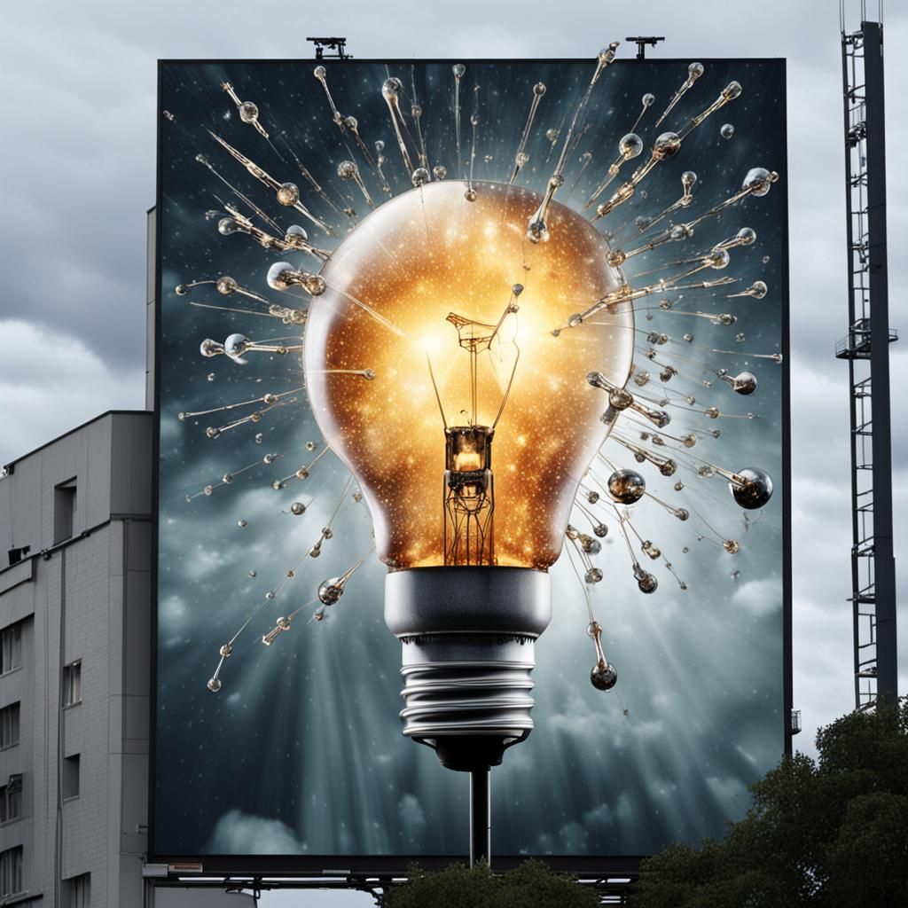 Creation Movie Billboard: Faulty Bulb Sparks in Rain