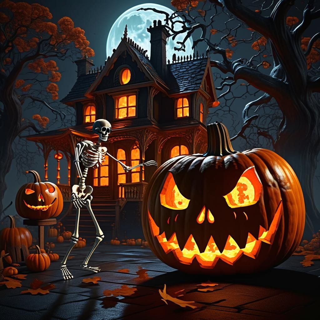 Halloween Dancing Skeletons by Firelight