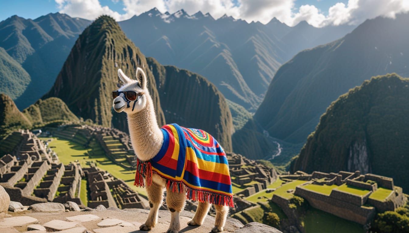 Stylish Llama Influencer at Machu Picchu