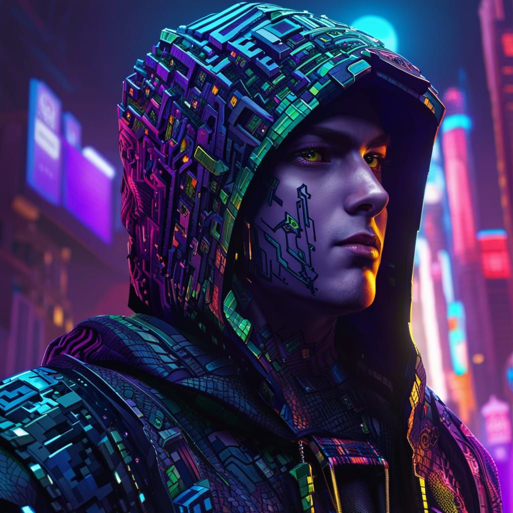 Cyberpunk Creeper Portrait in Detailed Digital Art