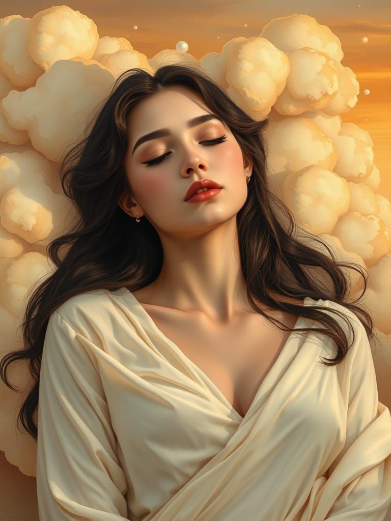 Serene Young Woman in Peaceful Introspection