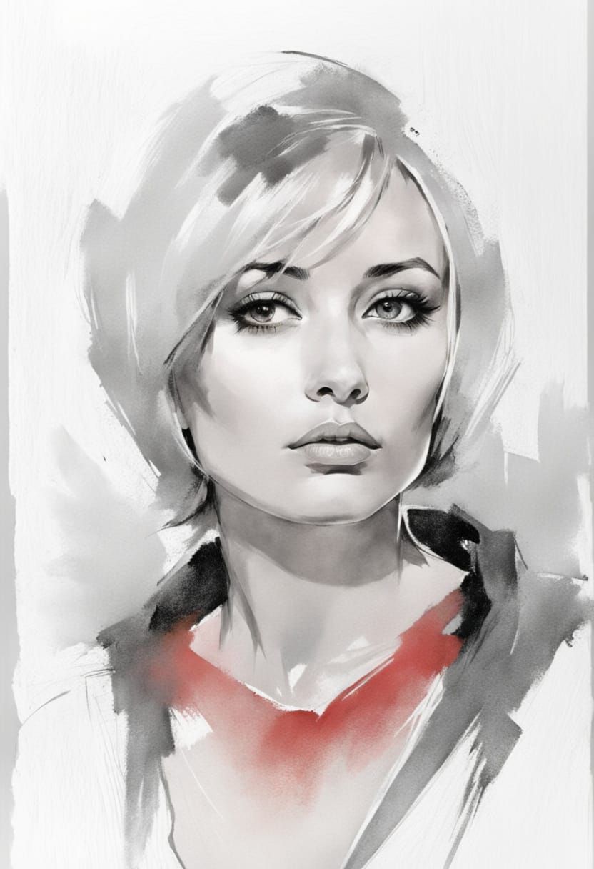 Gothic Woman Portrait in Style of Egon Schiele