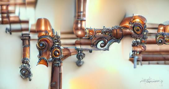 Steampunk Copper Pipes and Rivets in 8K
