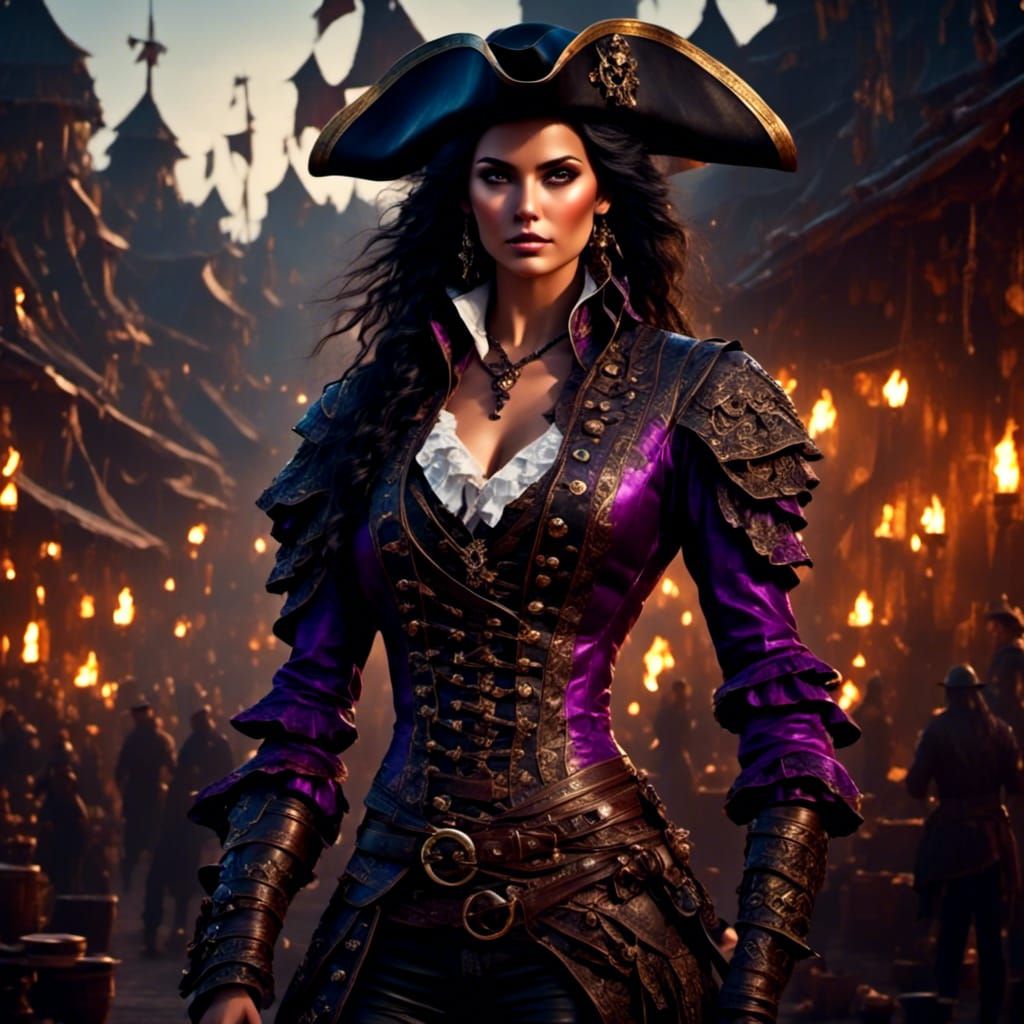Female Pirate in Dark Fantasy Style Digital Art