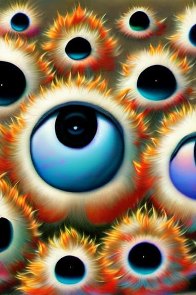 Cosmic Googly Eyes in a Surreal Landscape