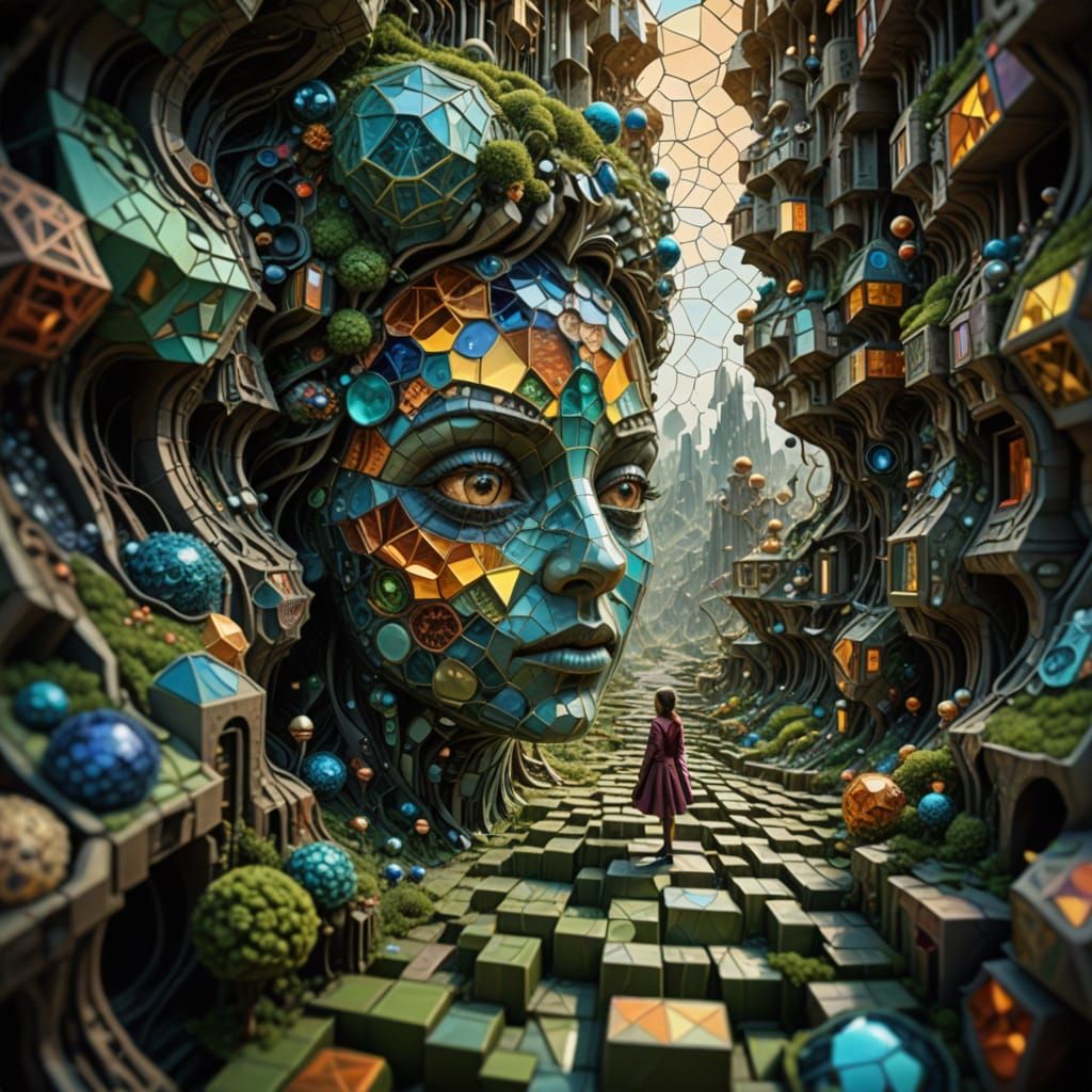 Lost Protagonist in a Photorealistic Surreal Wonderland