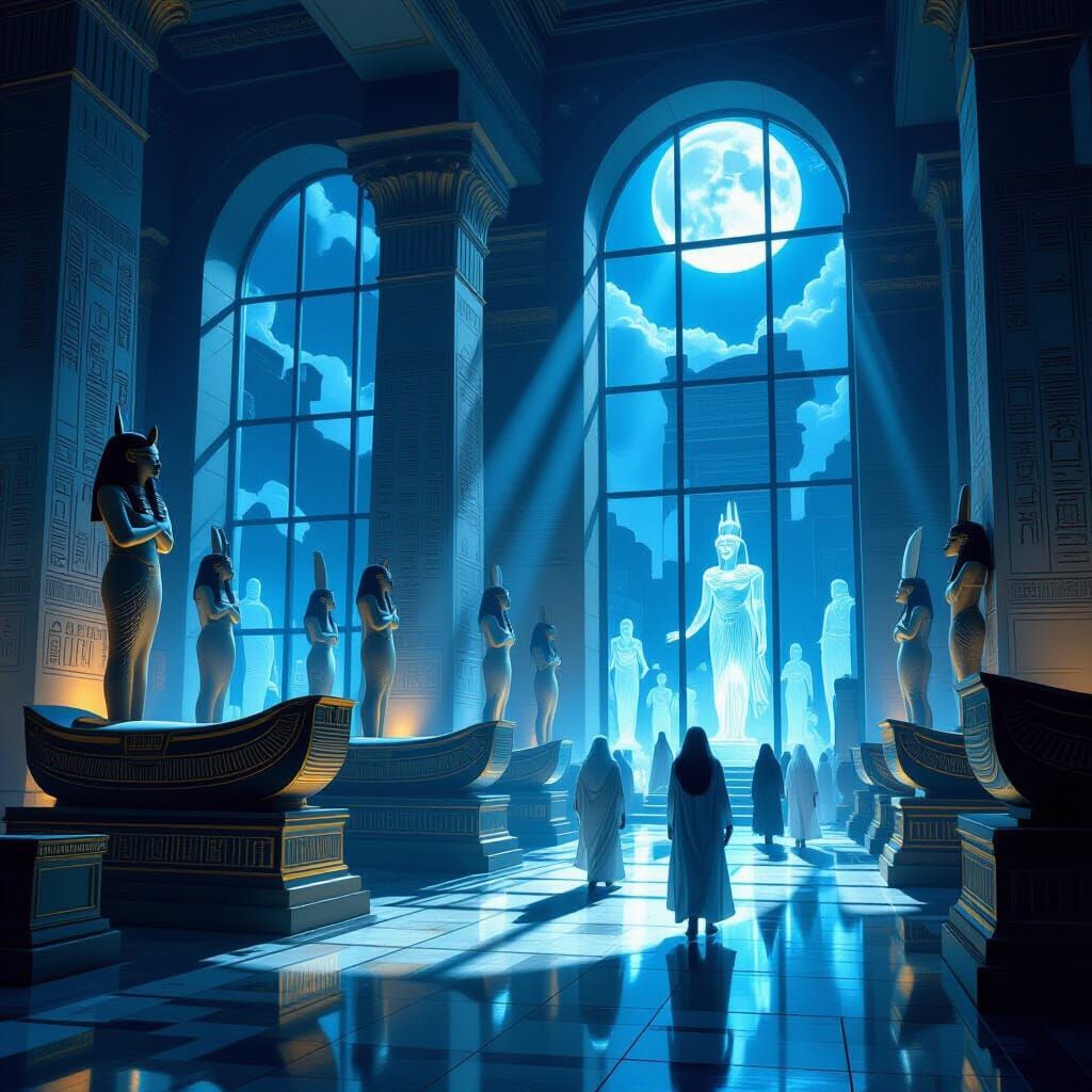 Ancient Egyptian Artifacts Animate in Moonlit Museum