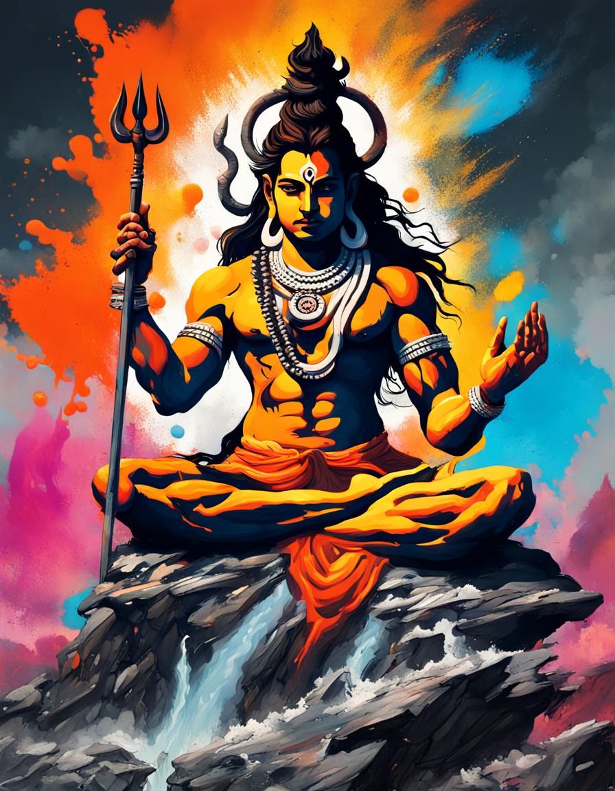 Lord Shiva's Rudra Avatar in Graffiti Art