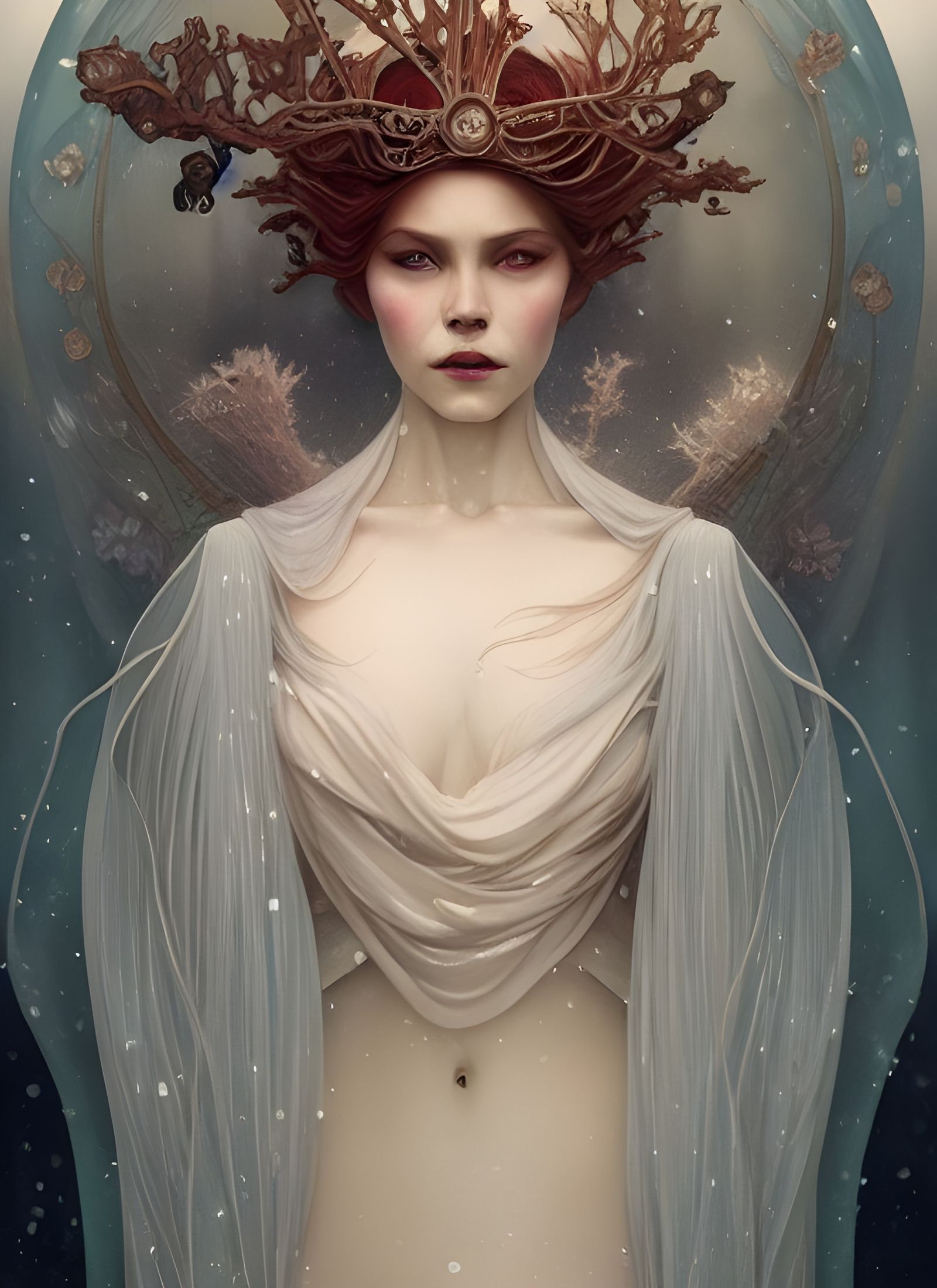 Snow Queen Portrait in Digital Watercolor Style