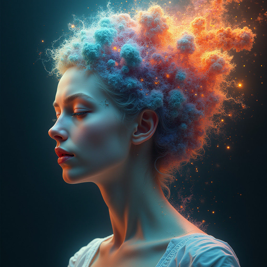 Surreal Portrait of Transformation and Self-Discovery