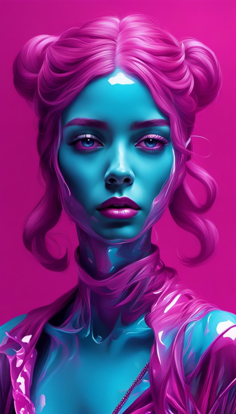 Minimal Ethereal Art in Magenta and Cerulean