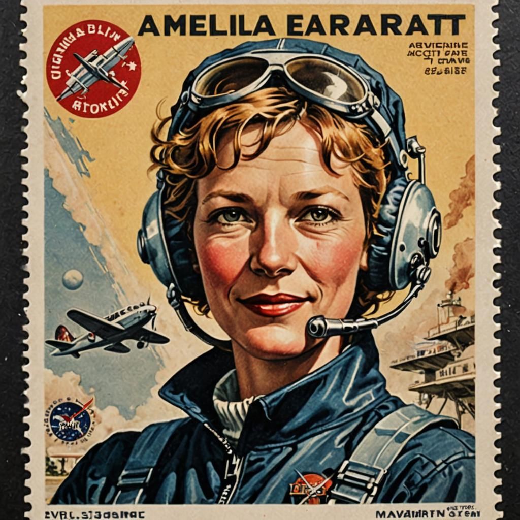 Amelia Earhart as Astronaut in Vintage Poster