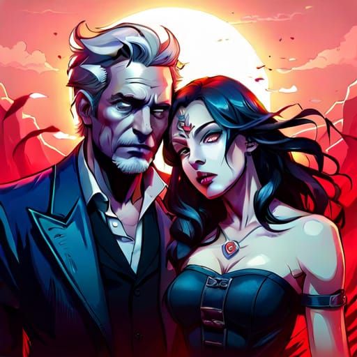 Vampire and Zombie Embrace: Love and Death