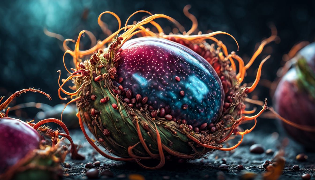 Star Ovum with Seeds and Tendrils: Digital Art