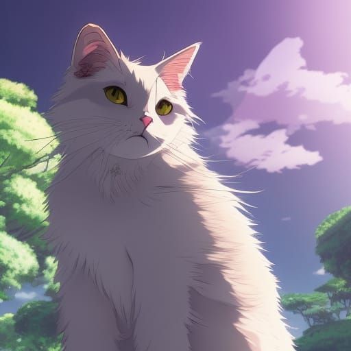 Harlequin Tabby Cat in Studio Ghibli Anime Style