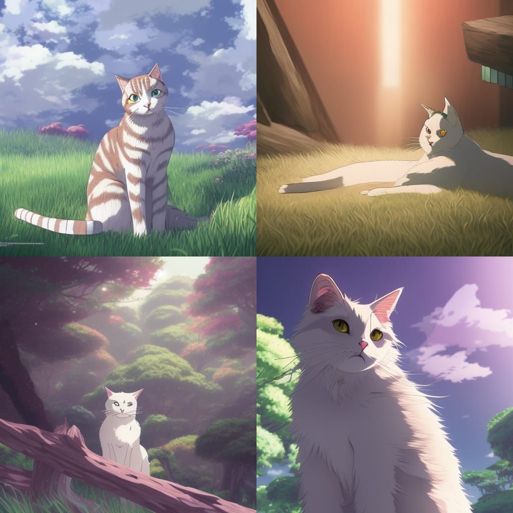 Harlequin Tabby Cat in Studio Ghibli Anime Style