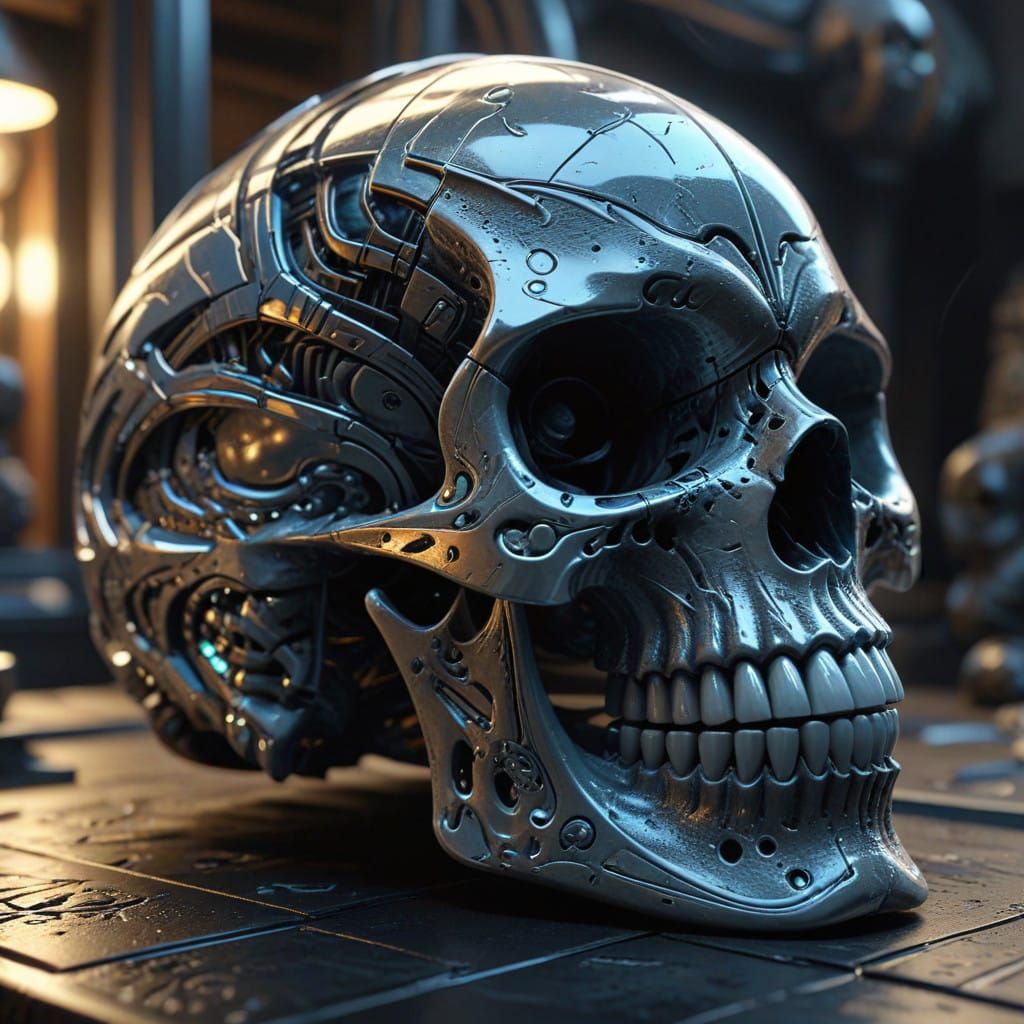 Hyper-Realistic Skull in 3D Anime Style