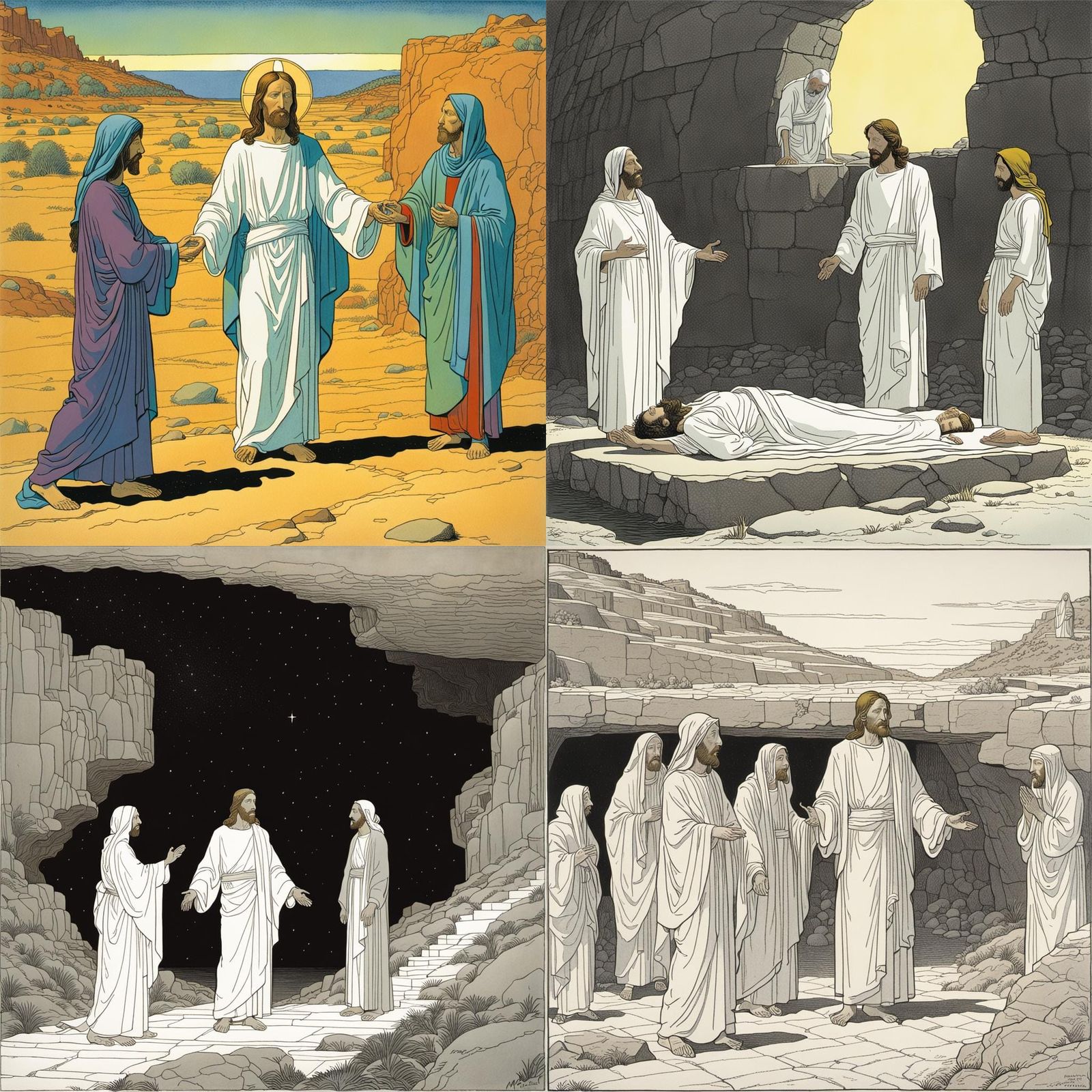 Jesus Resurrects Lazarus: A Moebius Illustration