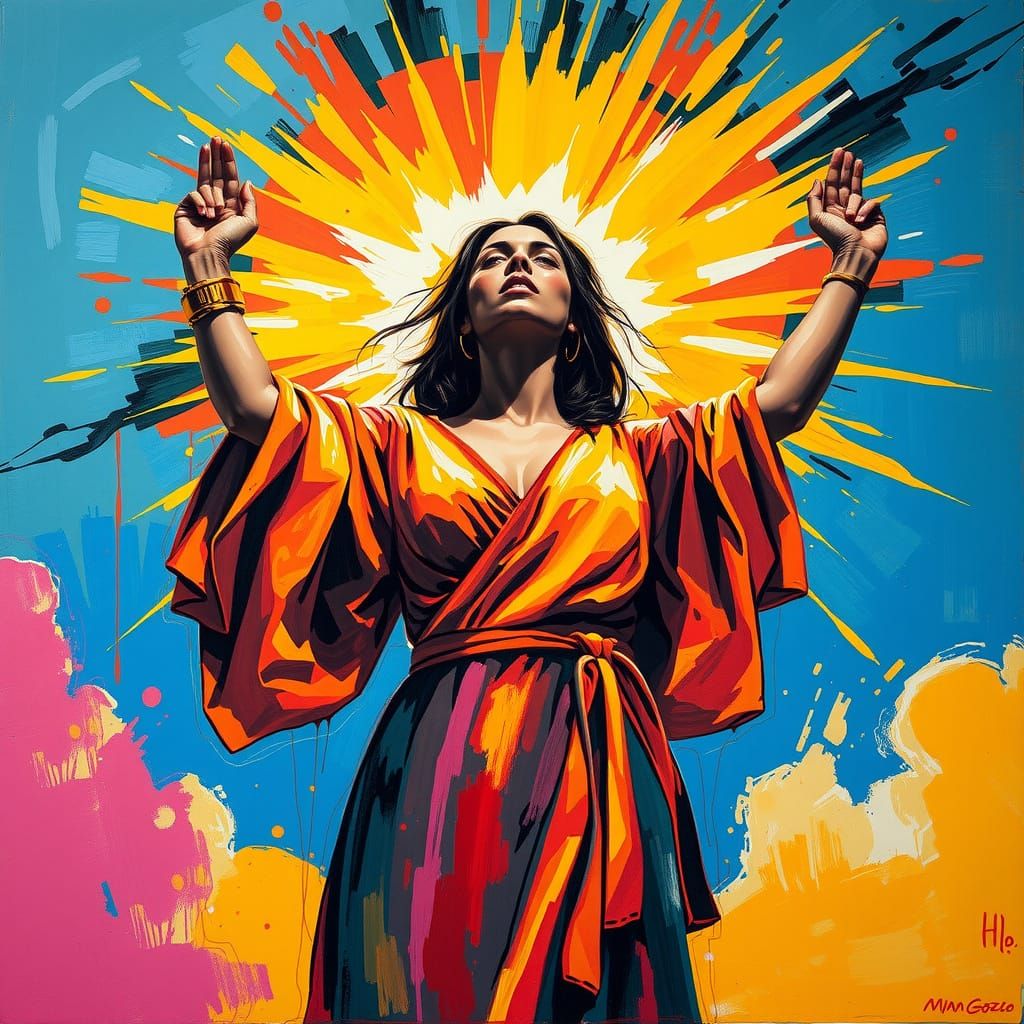 Vibrant Expressionist Realism Portrait of Inner Victory