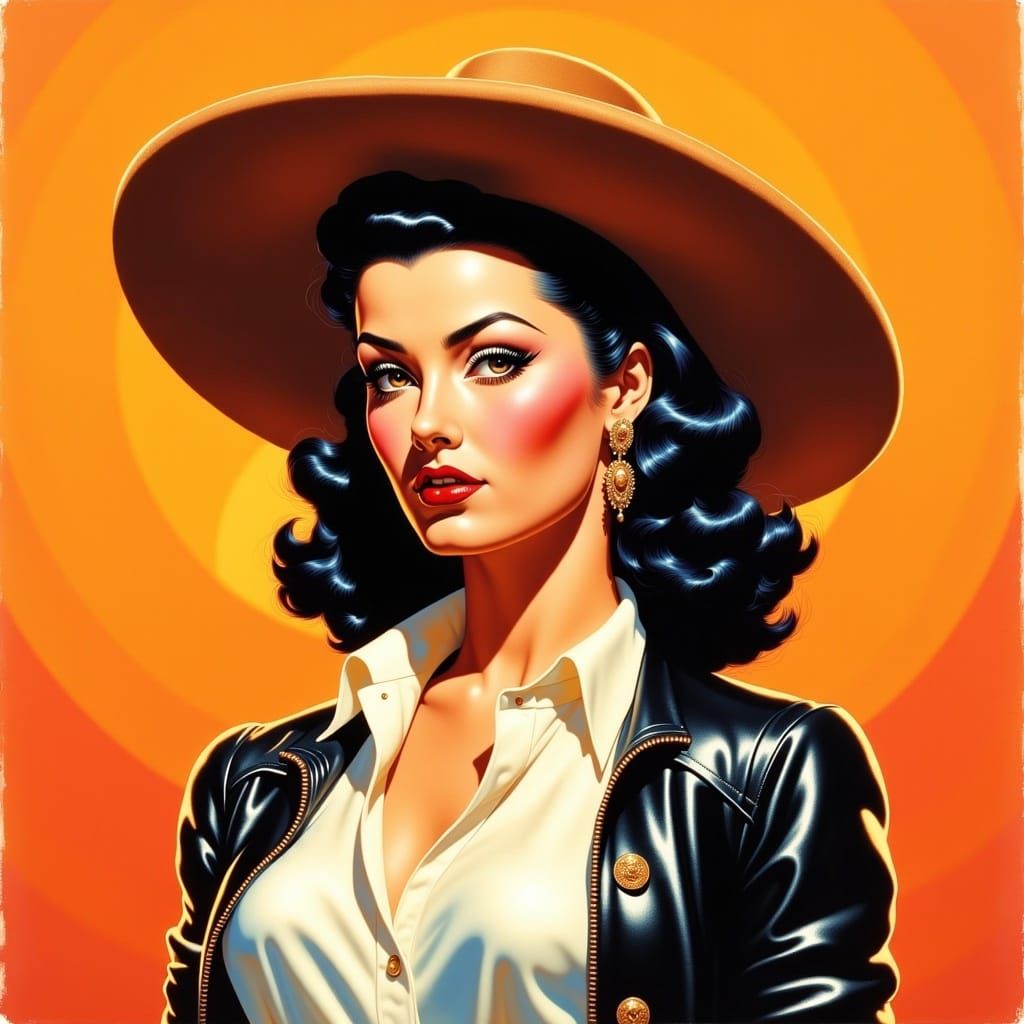 Sultry Senorita in 1950s Impressionistic Style