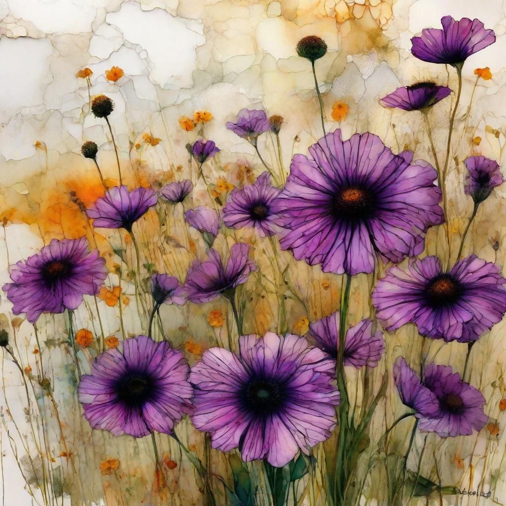 Alcohol-Ink Wildflowers in Karol Bak Style
