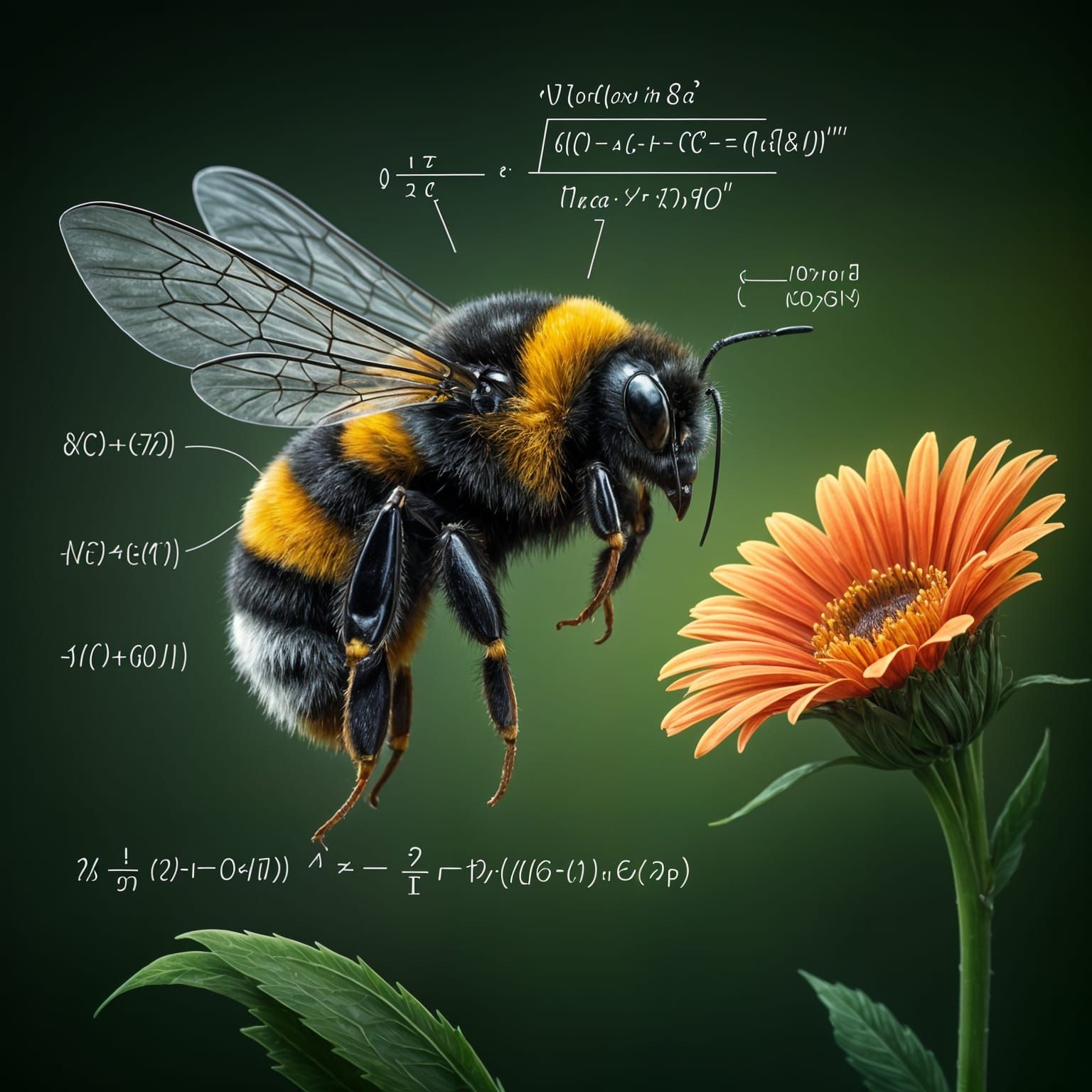 Scientific Illustration of Bumblebee Flight Dynamics